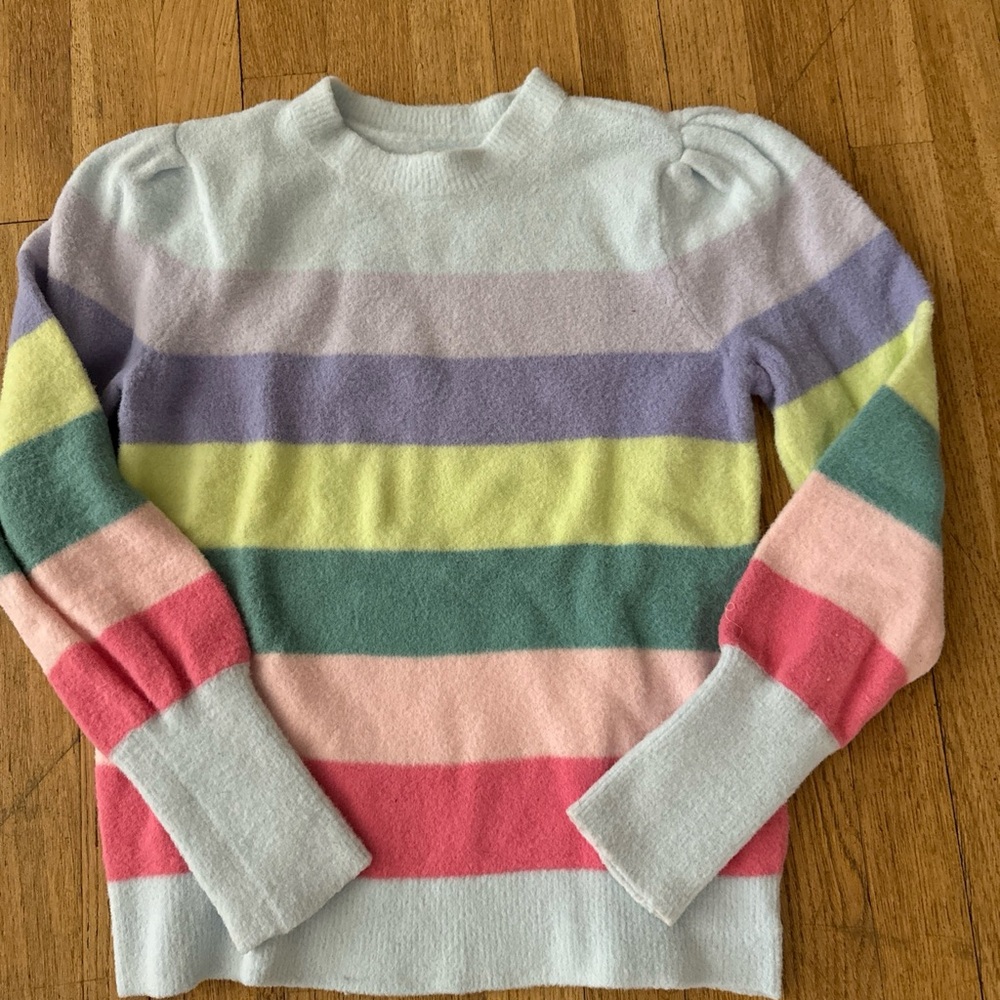 LOFT Multicolor Striped Crew Neck Sweater